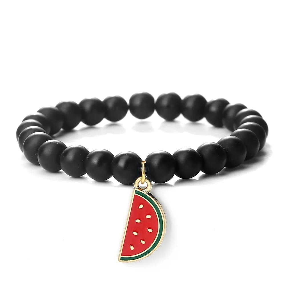 Nuovo arrivo braccialetto con ciondolo anguria per donna uomo braccialetti di frutta Boho braccialetto elastico in pietra naturale ragazza regalo gioielli estivi