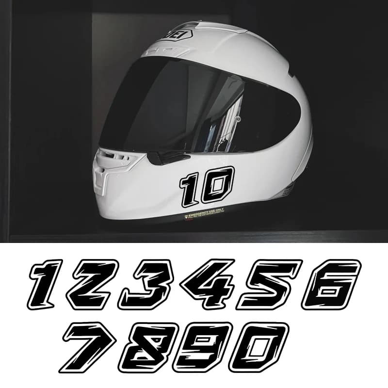 Adesivo casco 0 1 2 3 4 5 6 7 8 9 Numero Adesivi moto Numeri da corsa Personalizzato Racing Vinile Cool Decalcomanie Accessori auto