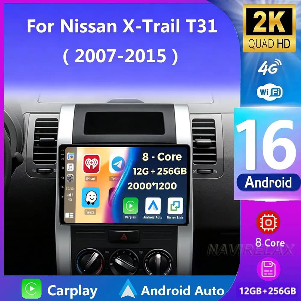 Android 16 Car For Nissan X-Trail X - Trail X Trail 2 T31 2007 - 2015 Stereo Head Unit GPS Navigation High-performance CPU GPS