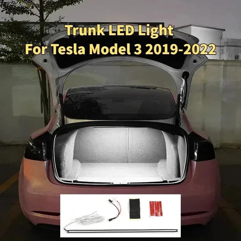 Tesla Model 3 2019-2022, White and Blue Decorative Lighting, Auto Accessories
