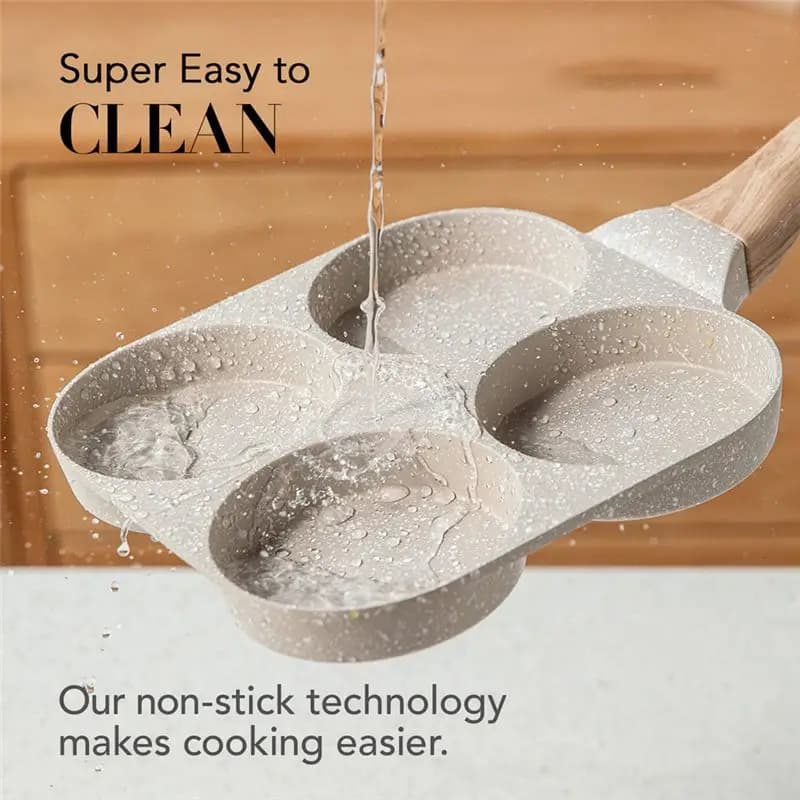 Eggs & Omelette pan, 4-part non-stick pan, Eggs Cooking Board, Breakfast Box, Bread
