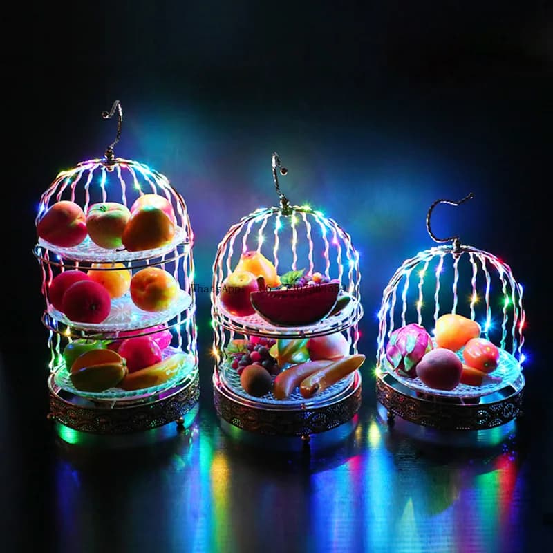 Piatto da frutta in ferro battuto da bar Piatto creativo KTV piatto da snack per feste notturne Porta snack luminoso a LED per snack di frutta secca