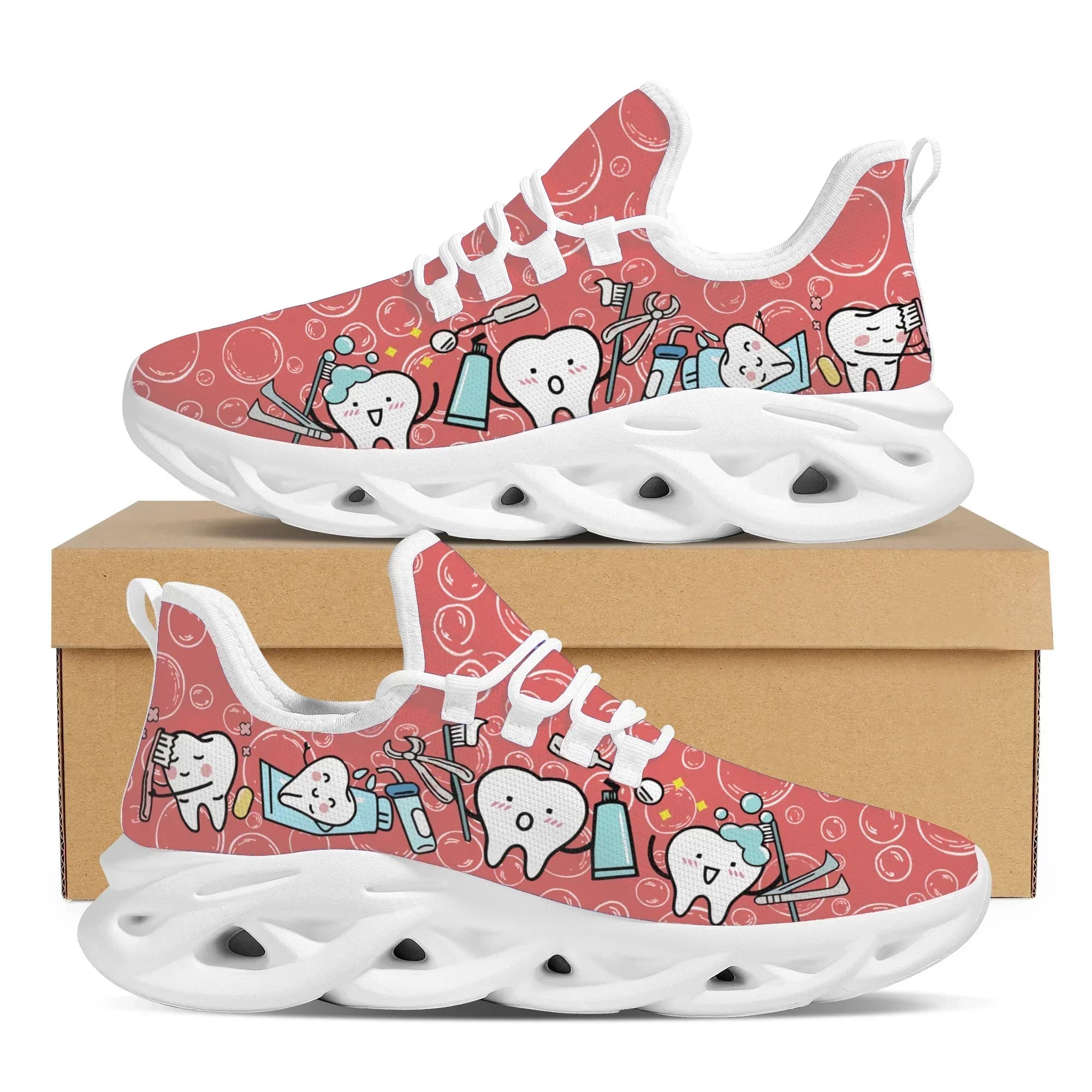 Scarpe da ginnastica da donna Cartoon Teeth, comode e leggere, con lacci, nuove sneakers antiscivolo per esterni, calzature.
