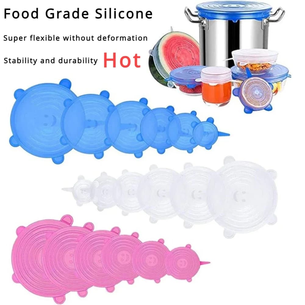Copertura per alimenti adattiva Tappi elastici in silicone regolabili Conservazione per accessori da cucina Contenitore generale per piatti per frigorifero Casa