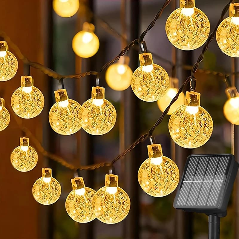 Luci solari per esterni, impermeabili, a LED, con globo di cristallo, per esterni, patio, portico, giardino, cortile, decorazioni per feste di Natale