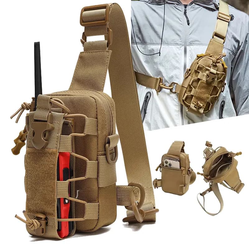 Borsa da petto tattica con imbracatura anteriore Borsa per bottiglia d'acqua da esterno Escursionismo Trekking Telefono Crossbody Arrampicata Zaino a spalla Fanny Pack