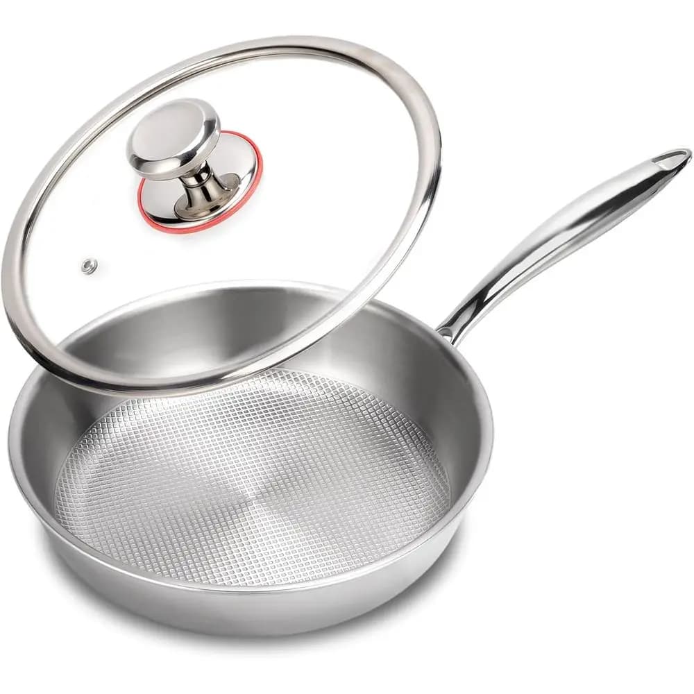 Titanium Plate 99.6% from 9,45 Powders with Cover for a Uniform Heating, Compatible with Induction, Suitable for Oven and Grill