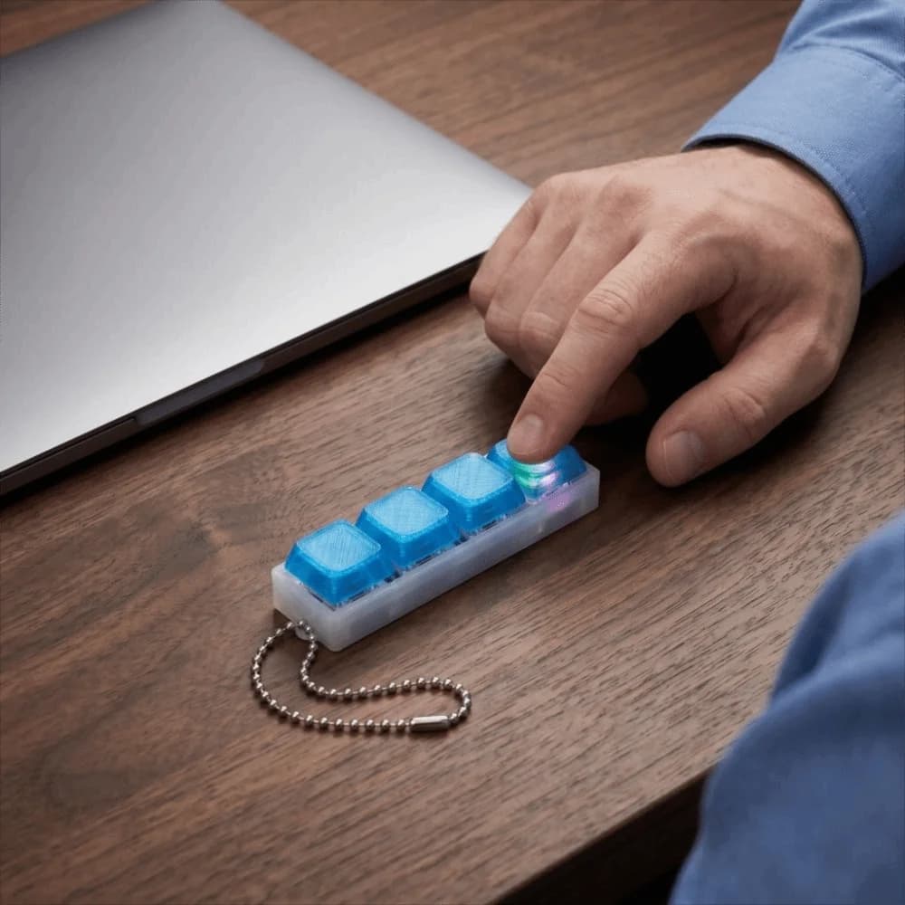 4/9 Keys Mechanical Keyboard Keychain Luminous Light Push Button LED Keyboard Key Pinch Gentle Sound