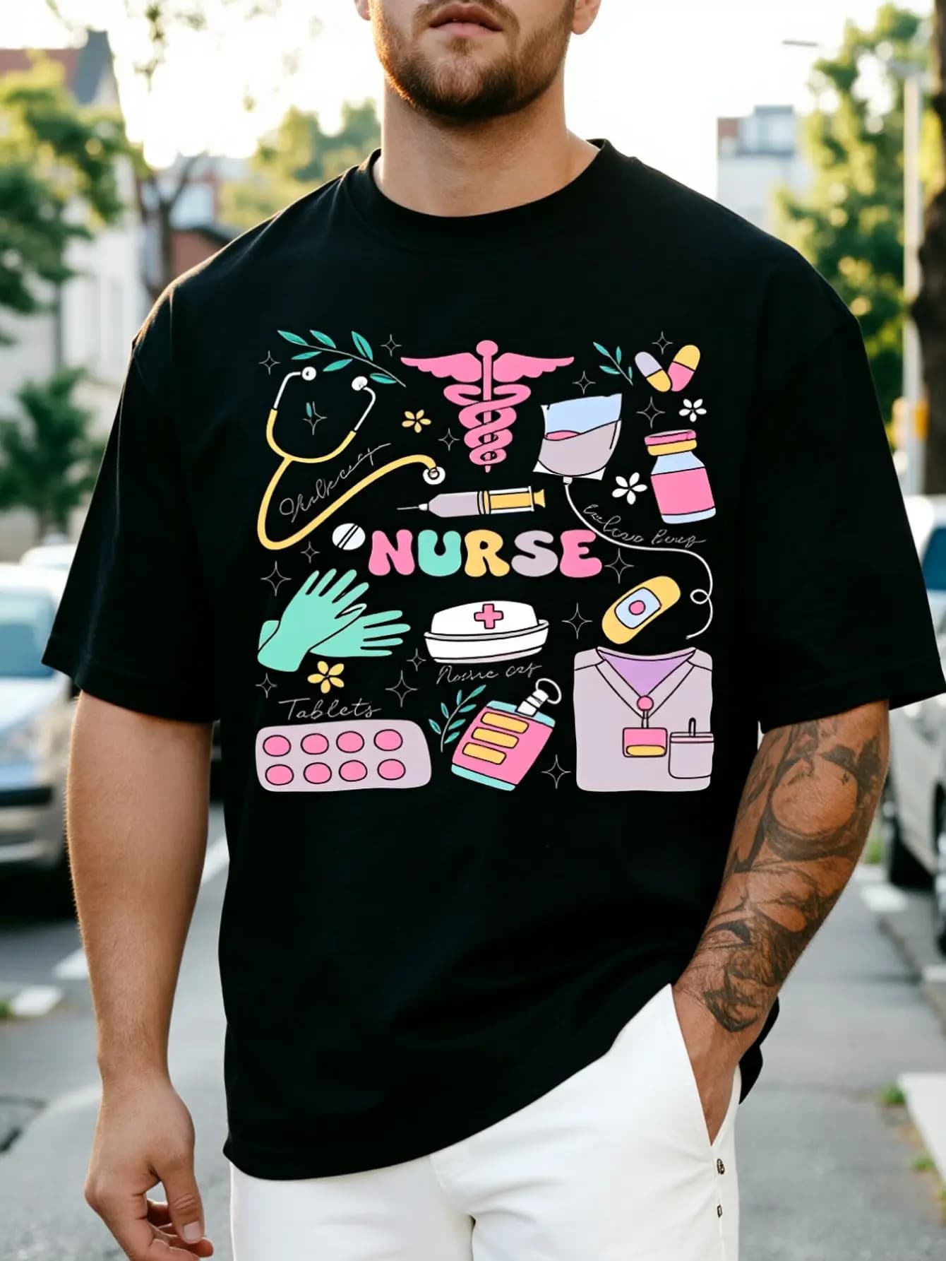 Men's Classic Solid T-Shirt Polyester Short Sleeve Oversize Soft Touch Moisture Wicking Daily Leisure