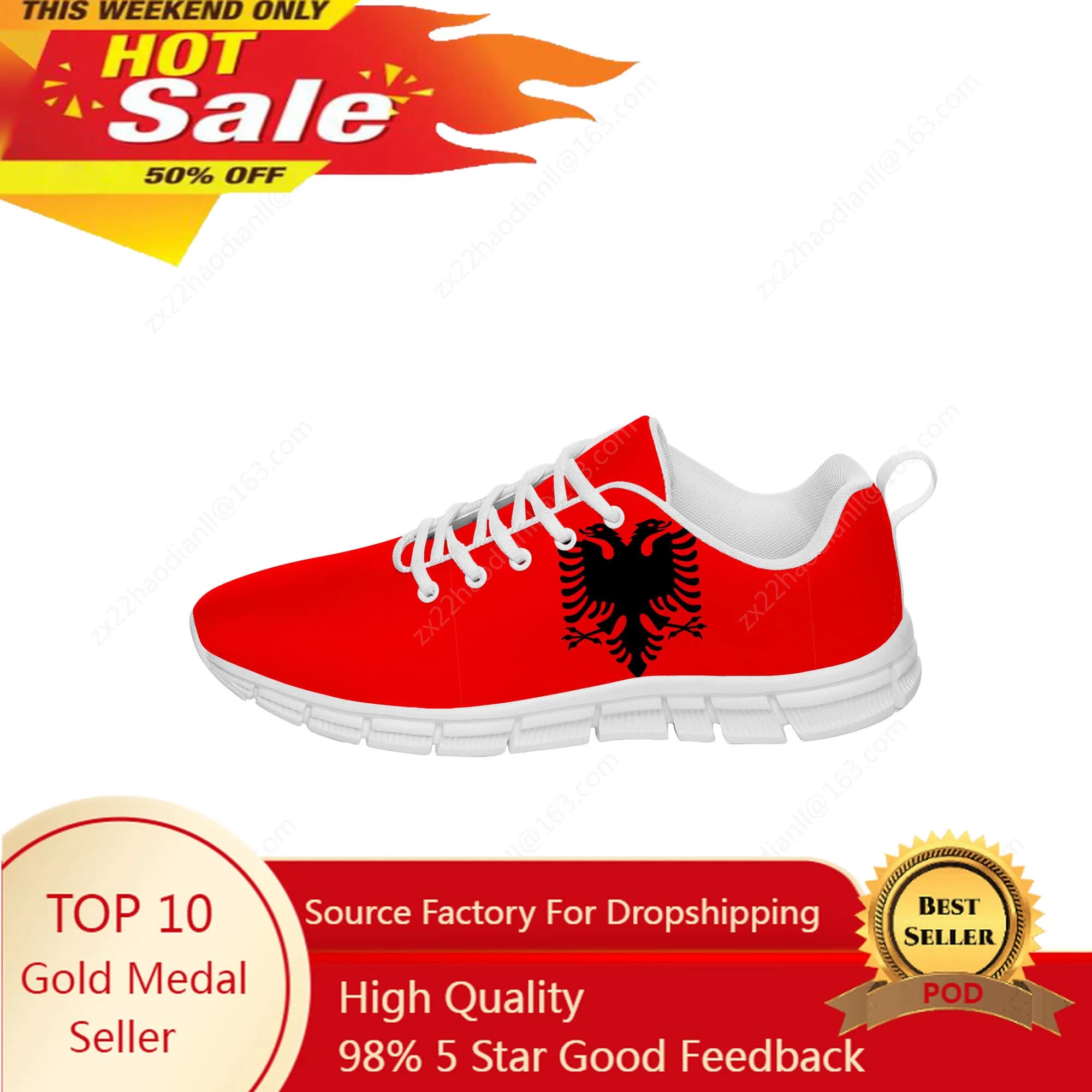 Albania Flag Eagle Sneakers Uomo Donna Adolescente Scarpe casual Scarpe da corsa in tela Stampa 3D Scarpa leggera traspirante
