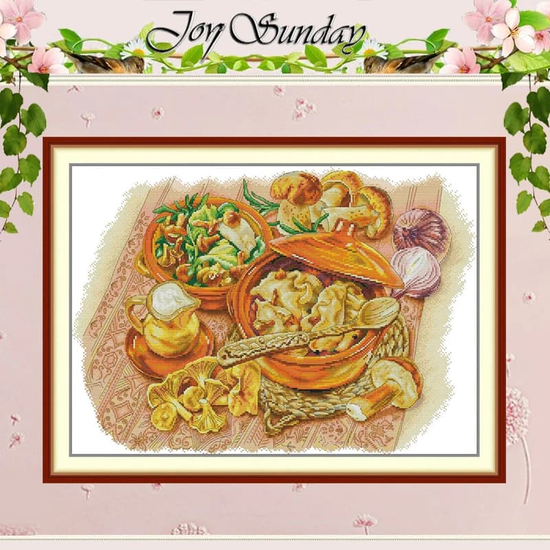 Assorted Mushrooms Patterns Counted Cross Stitch Set DIY 11CT 14CT 16CT Stamped DMC Cross-stitch Kit Embroidery Needlework