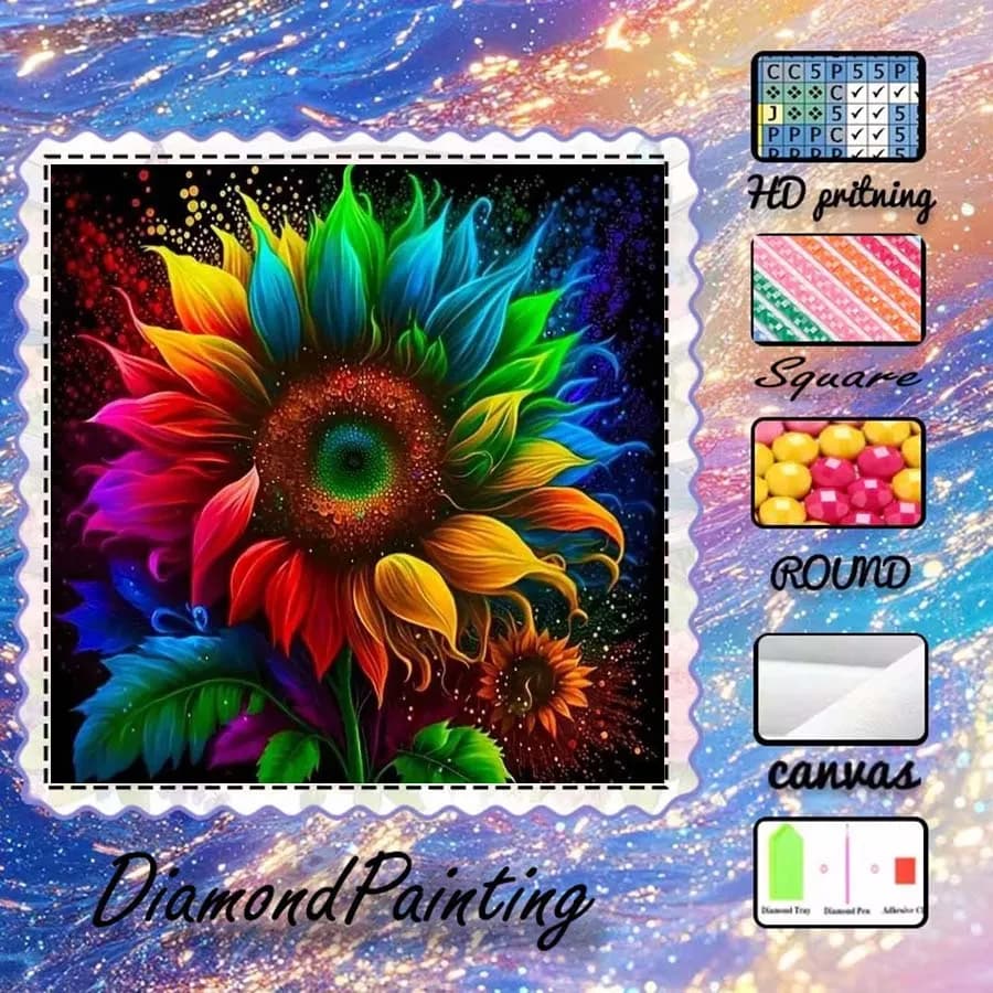 1 pezzo di tessuto floccato 5D fai da te, trapano speciale, kit per pittura con diamanti, fiori, colori, mosaico con motivi, arte con diamanti