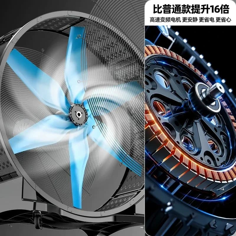 Industrial fan: high-power electric high-power workshop and warehouse large fan for factory use, hand-pushed mobile floor fan