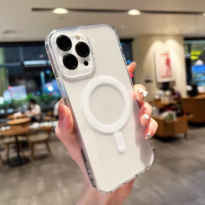 Magnetic Clear For Magsafe Case For iPhone 13 14 12 11 15 16 17 Pro Max Mini Plus Air Shockproof Acrylic For Magsafe Cases Cover
