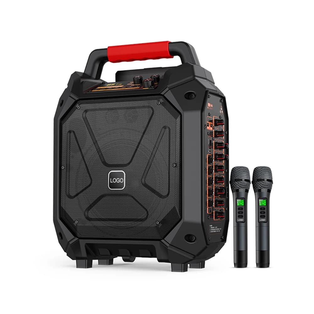 Altoparlante Karaoke Bluetooth Portatile da 120W con Doppio Microfono Wireless, Audio Hi-Fi per Home Theater e Computer, con Trolley Portatile