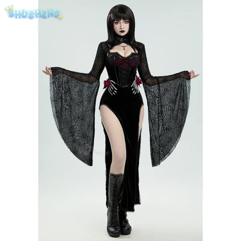 Blood Moon Rose Cosplay Costume Anime Gothic dark dress necklace jacket headwear women Halloween carnival party demon uniform