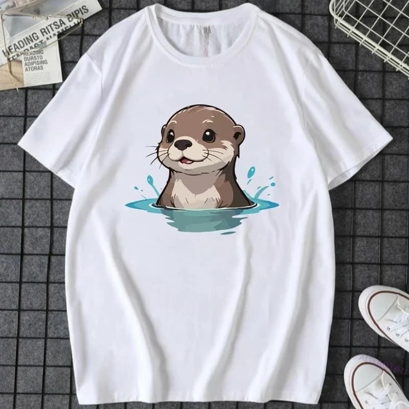 Divertente Lontra Ruggine Anotter Giorno per Lontra Amante Funky Top da donna Y2k Abbigliamento Donna Abbigliamento T-shirt Goth Harajuku Moda Top