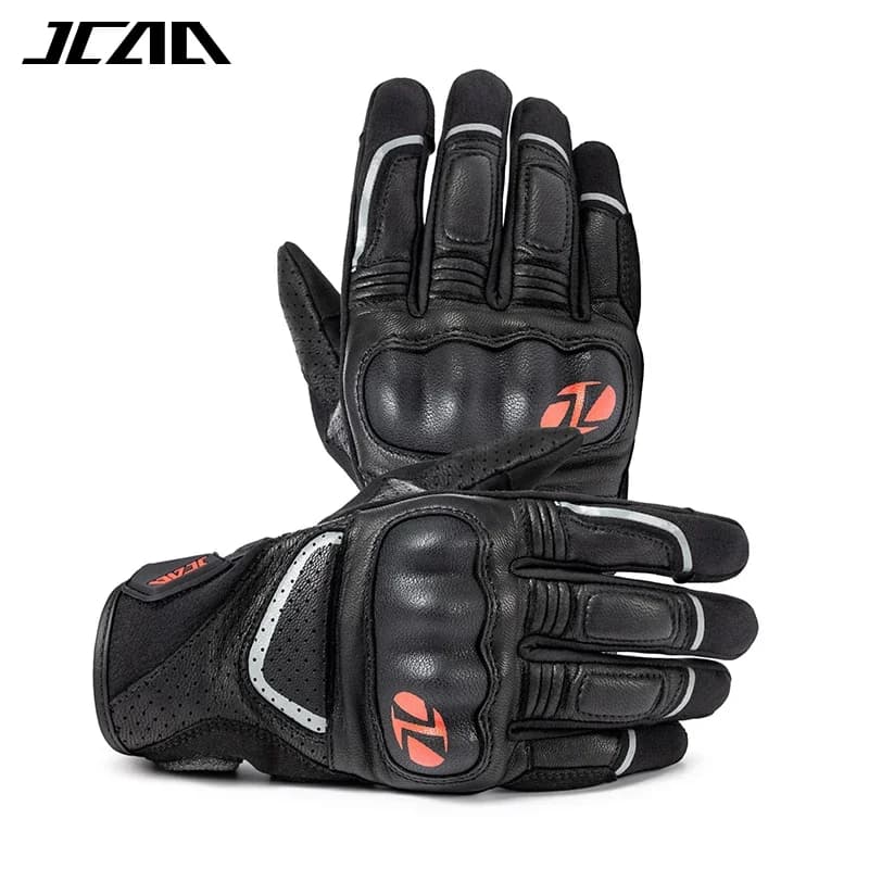 All-Season Motorcycle Gloves Men Women, Comfortable Leather with Hard Knuckle, Anti-Slip Shockproof Breathable Riding Gloves