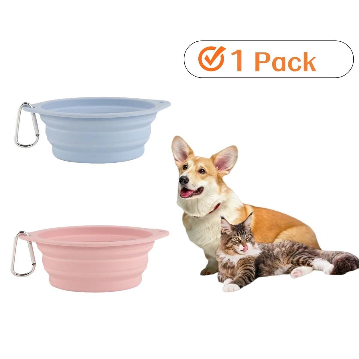 1pcs Collapsible Pet Silicone Dog Food Water Bowl Macaron Color Outdoor Travel Portable Folding Supplies Dishes with Carabiner