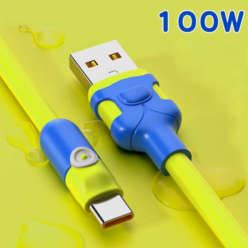 6A Fast Charging USB C Cable Liquid Soft Silicone Data Cord For Huawei Xiaomi Samsung 1/2M Mobile Phone USB C Charger Wire