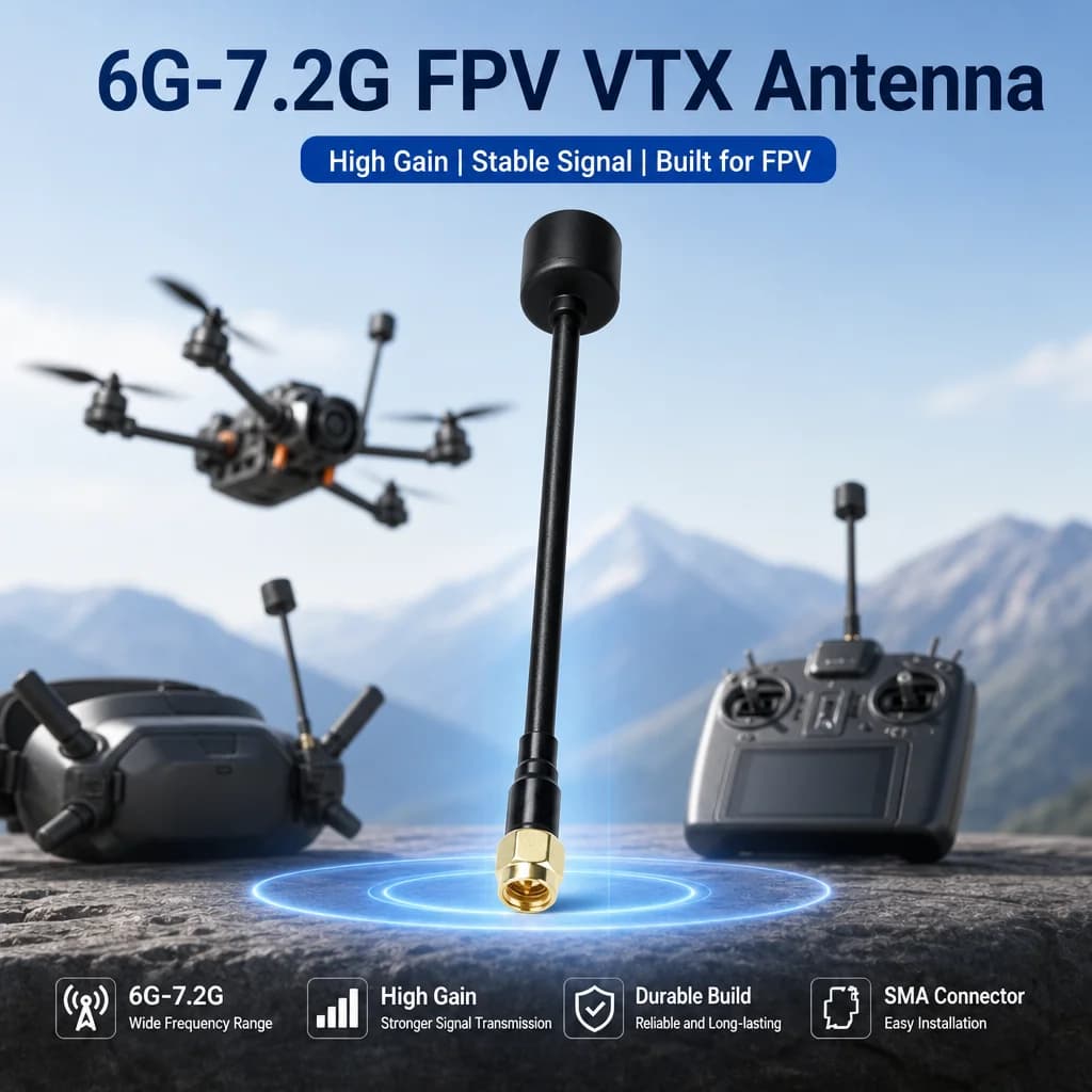 6G-7.2G FPV Video Transmission Antenna 3.0 dBi High Gain SMA Inner Pin Omni Directional VTX Antenna For Racing Drone RC Plane