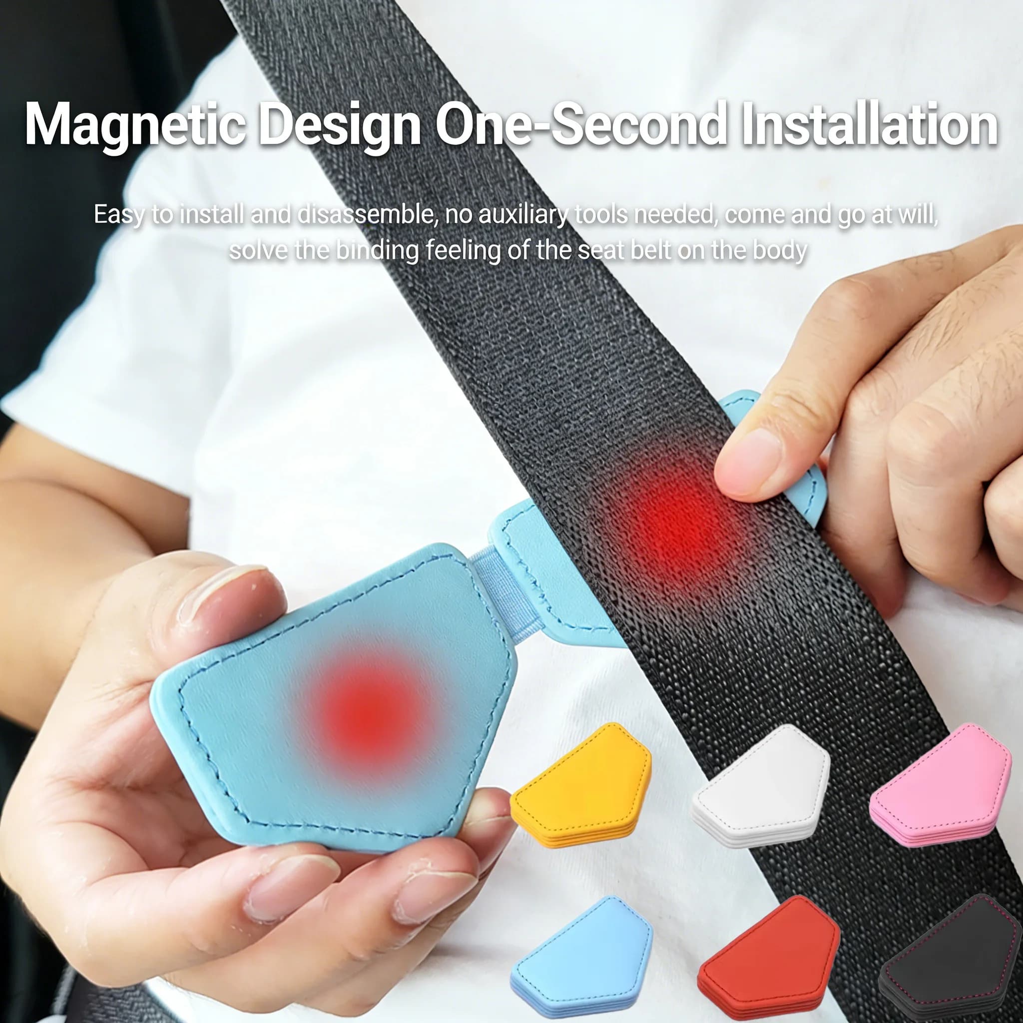 Mini Car Seat Belt Limiter Car Seat Belt Clip Magnetic Safety Belt Fixed Limiter PU Seat Belt Stopper Buckle Auto Accessories