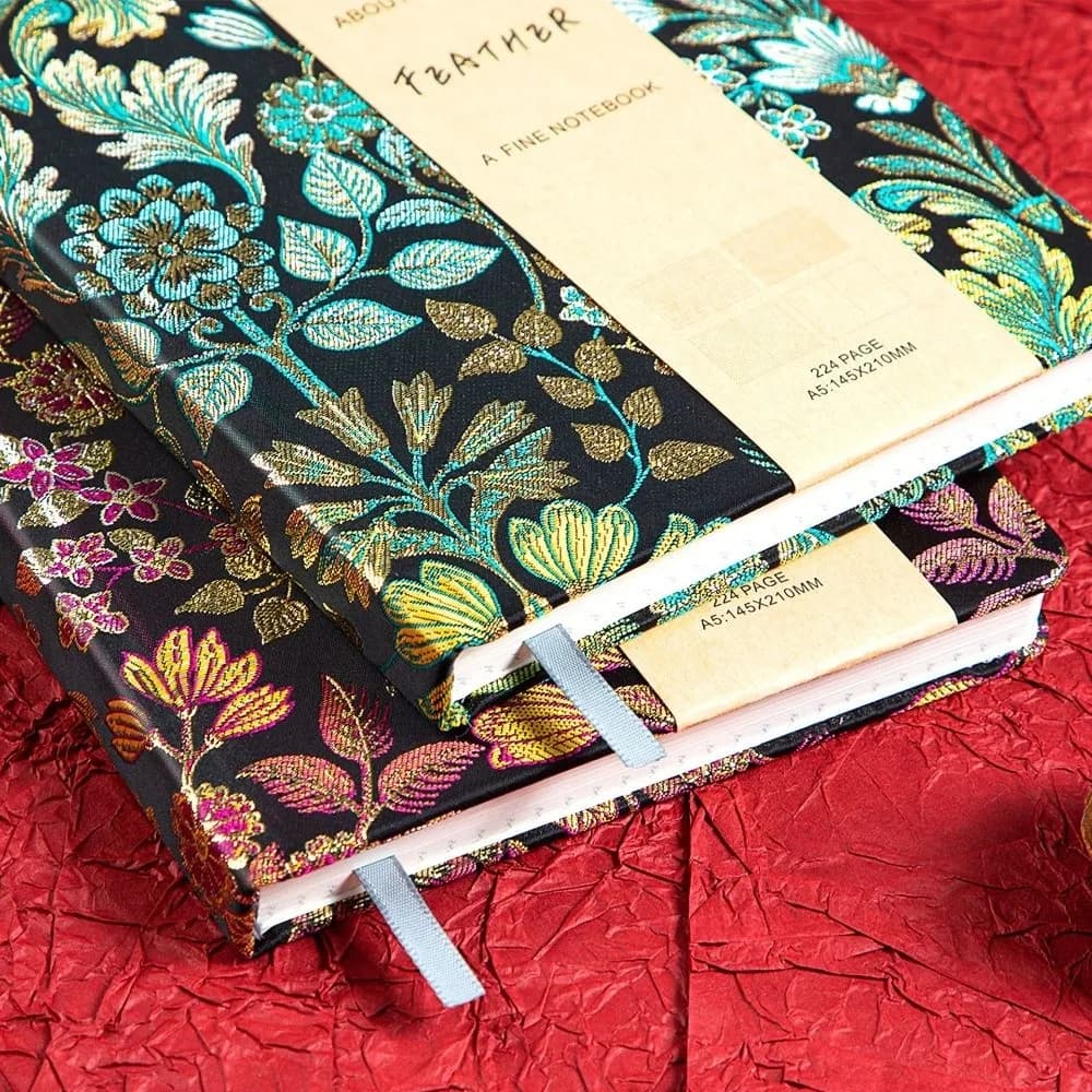 Leather Embroidered Flower Notebook A5 Anti-splash Water Butterfly Journal Book Time Organizer Academic Weekly Agenda