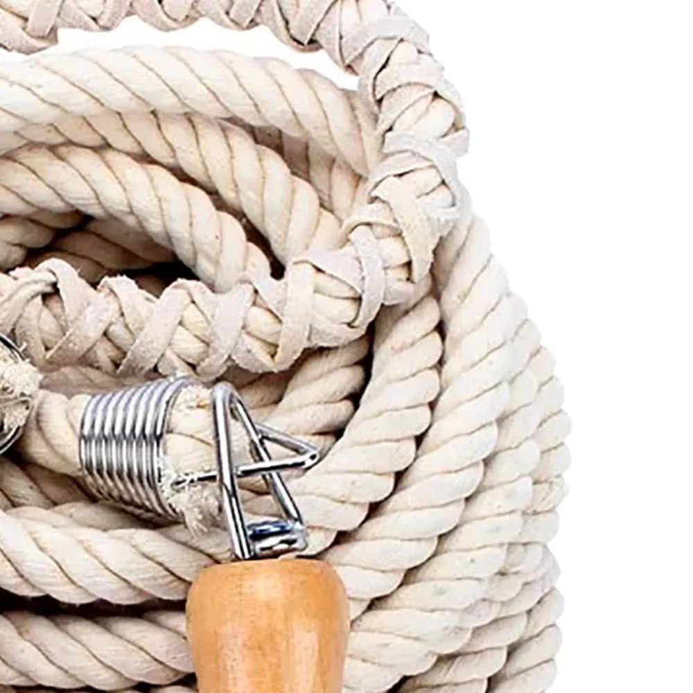 3 Meters Multiplayer Long Jump Rope Wooden Handle Cotton Collectivity Skipping Rope White Team Group Skipping Rope Family Sports
