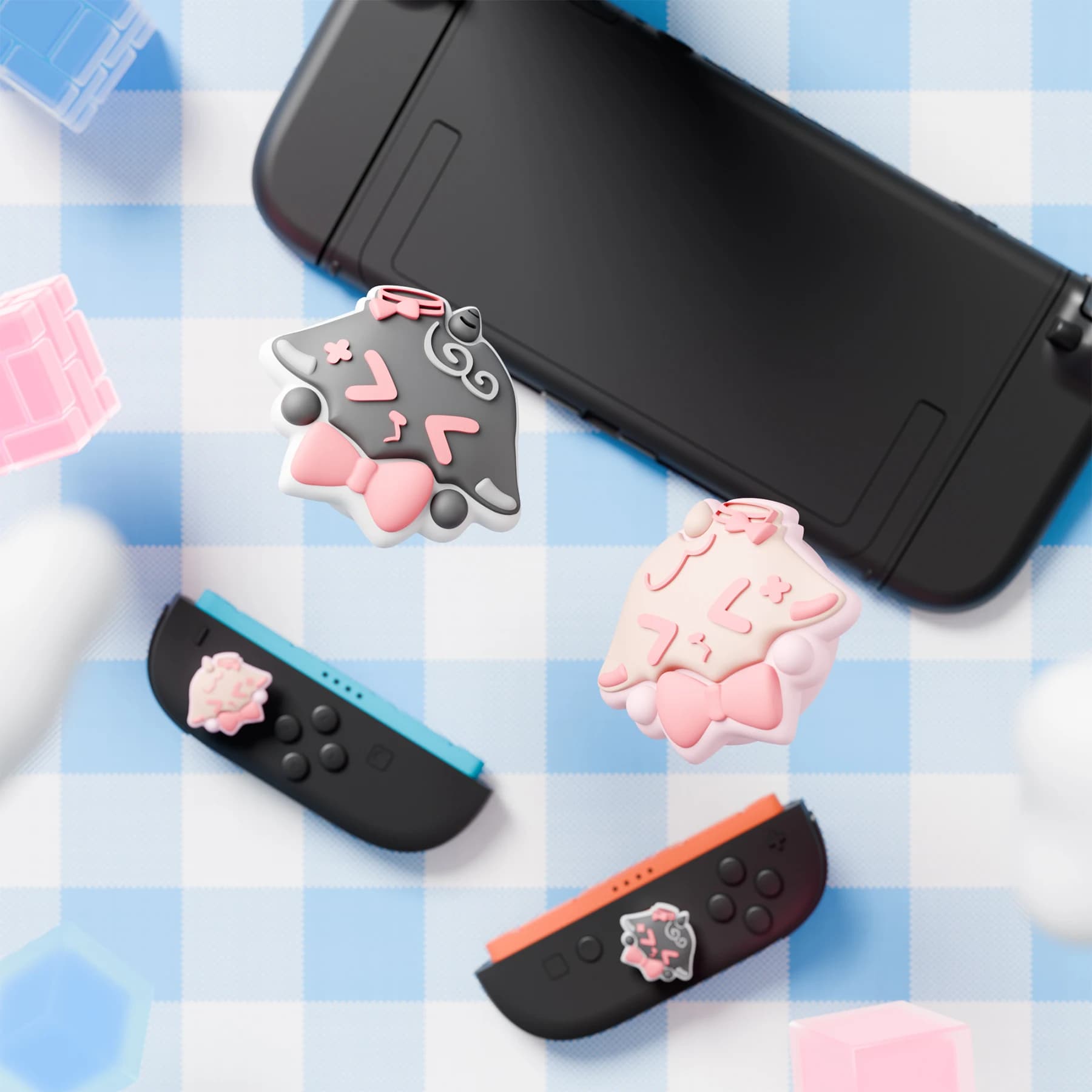PlayVital Cute Thumbstick Caps per Nintendo Switch 2, Joycon 2 Kawaii Silicone Thumb Grips Cap, Cover Joystick - Needy Sheep