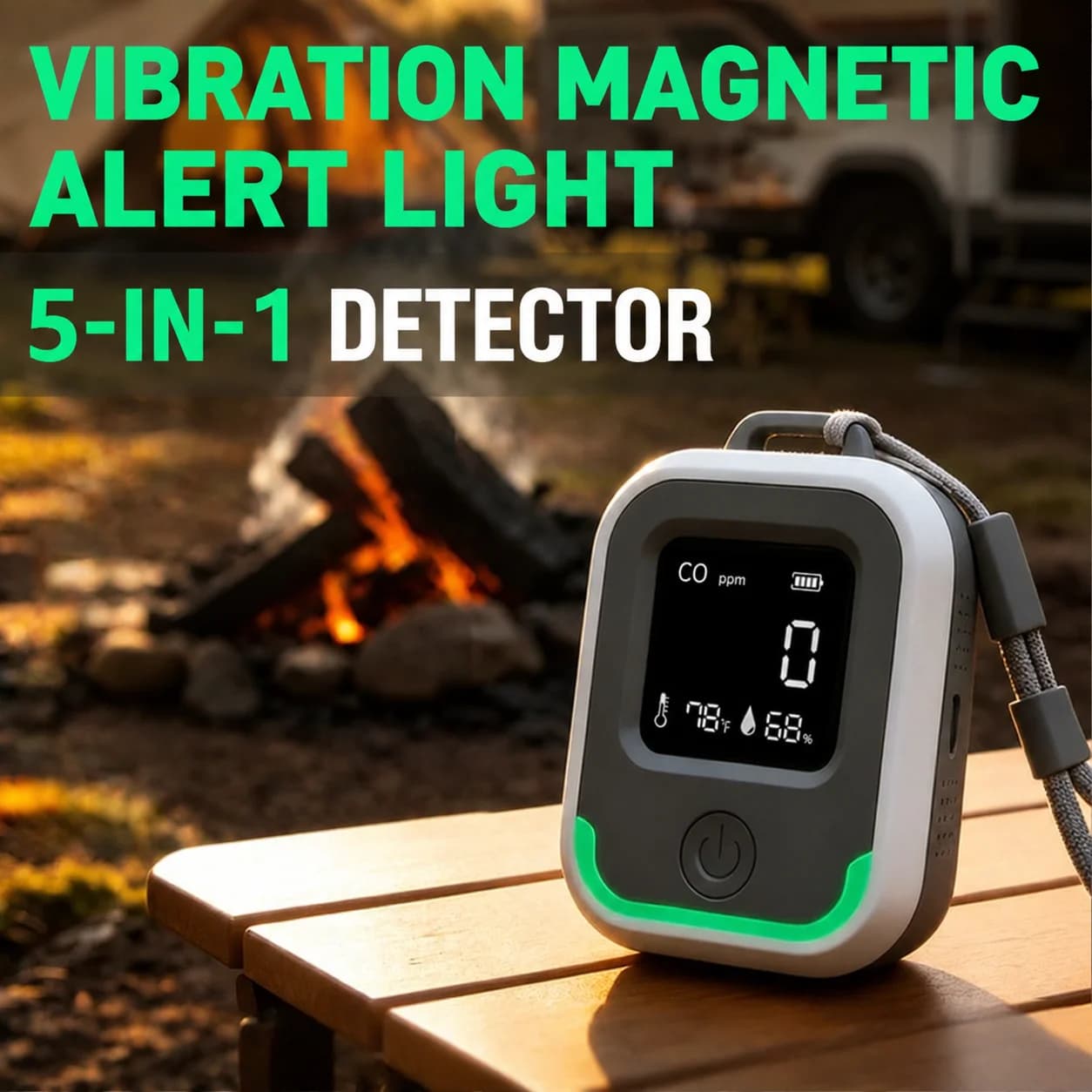 5 in 1 Portable Air Quality Monitor Carbon Monoxide Detector CO2 Monitor Temperature Humidity Meter Indoor Outdoor Camping Teste