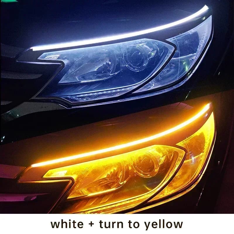 2 Pezzi Striscia LED Flessibile Impermeabile per Fari Auto DRL Universale Luci di Segnalazione RGB e Freni a Flusso