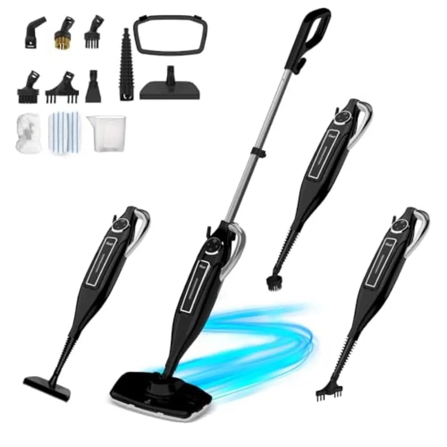Scopa a vapore 11-in-1 260 ° Pulitore a Vapore Portatile F 1200W, Mop a Vapore Staccabile per Pulizia Pavimenti, Serbatoio Rimovibile, Multiuso