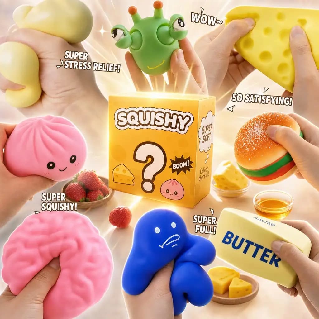 Mystery Box Squishy Toy Set, Slow Rising Stress Relief Anxiety Fidget Sensmer Festival Graduation Gift For Kids & Adults