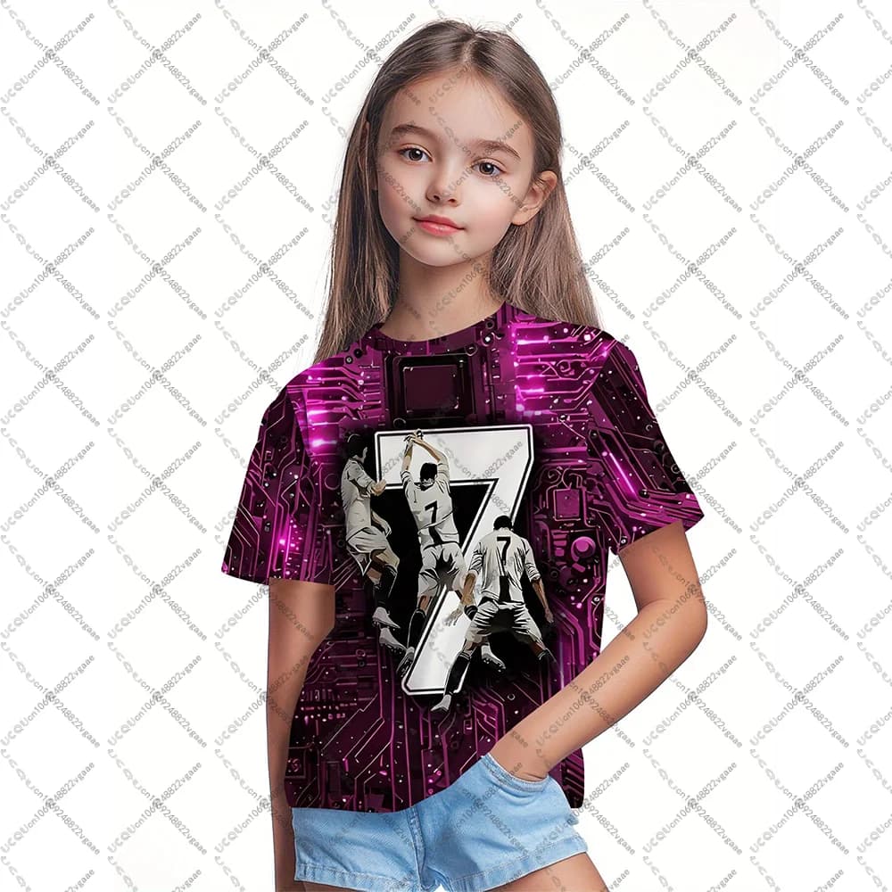 New Children's Gift Football T-shirt Top Football Circuit Quick Drying Girls Boy Fan T Shirt Outdoor Sports Clothing Casual Ronaldo 7 sweatshirt