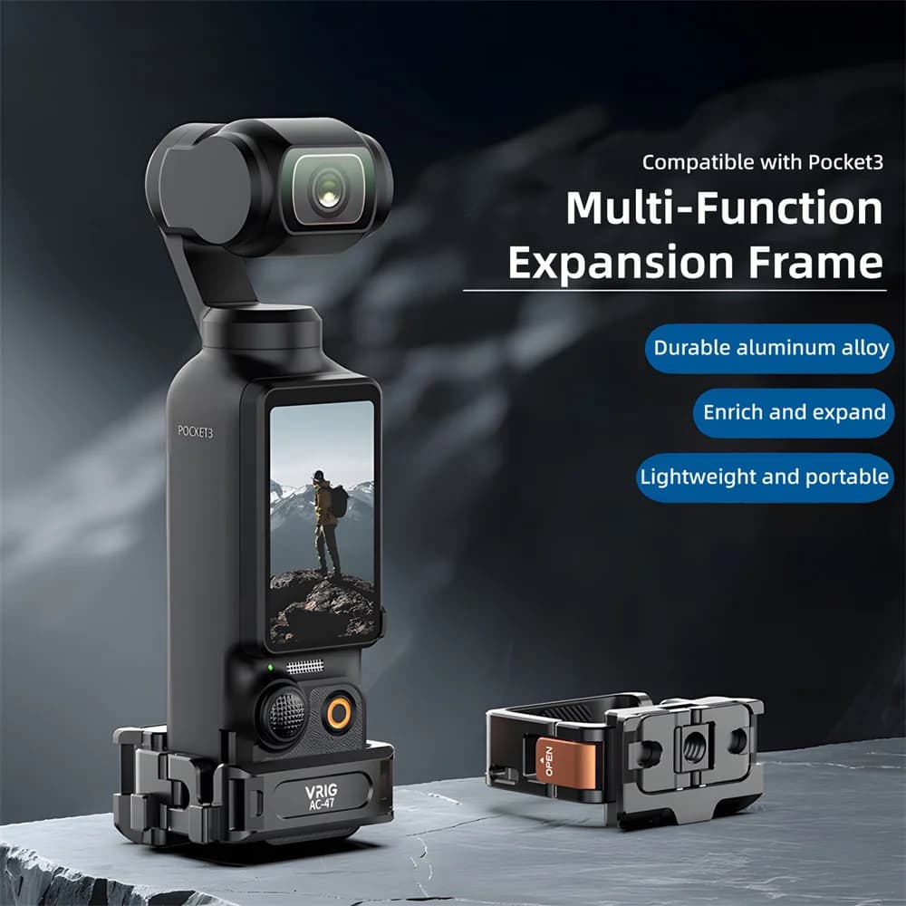 VRIG Pocket 3 DJI Osmo Pocket 3 Gabbia Protective Aluminum with 1/4 Accessories for action room with cold skate