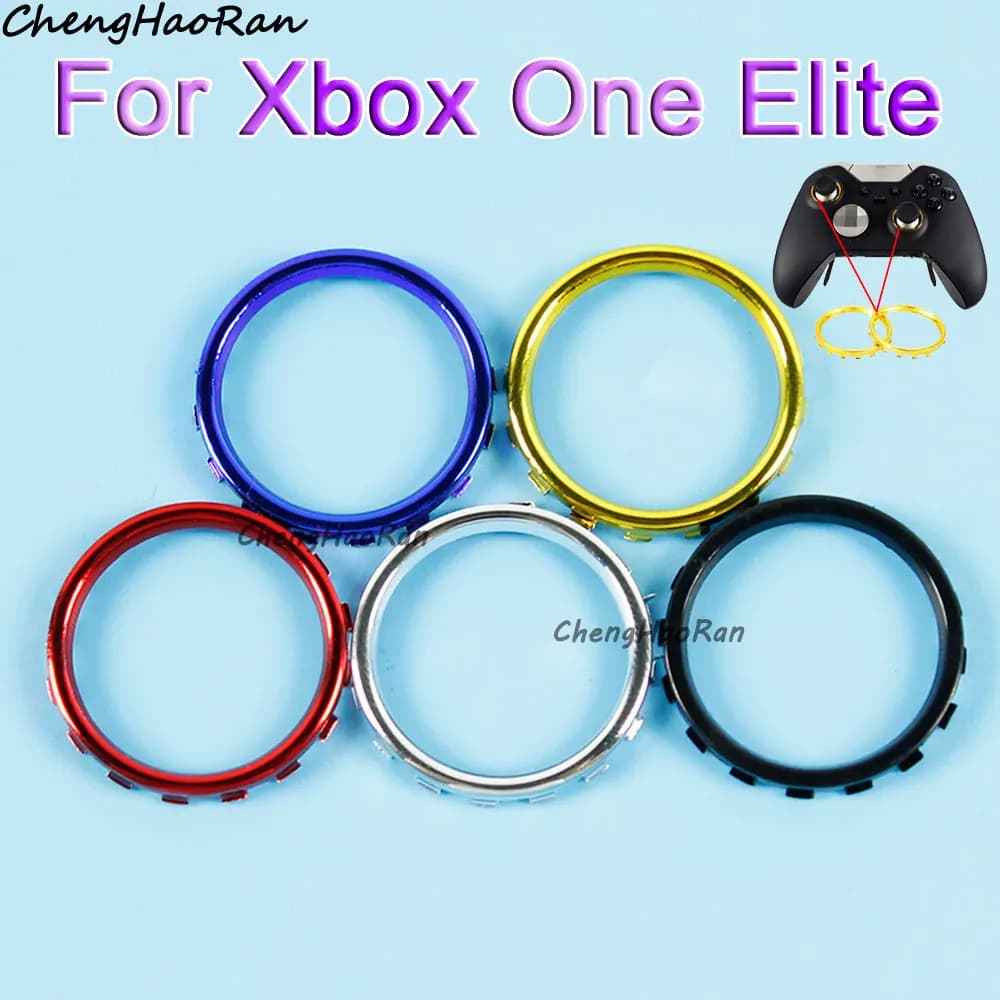 Anelli per bastoncini da gioco in primo piano cromati da 1 pezzo per Xbox One Elite Controller Remote Stick Mutual Rings riparazione parti di ricambio
