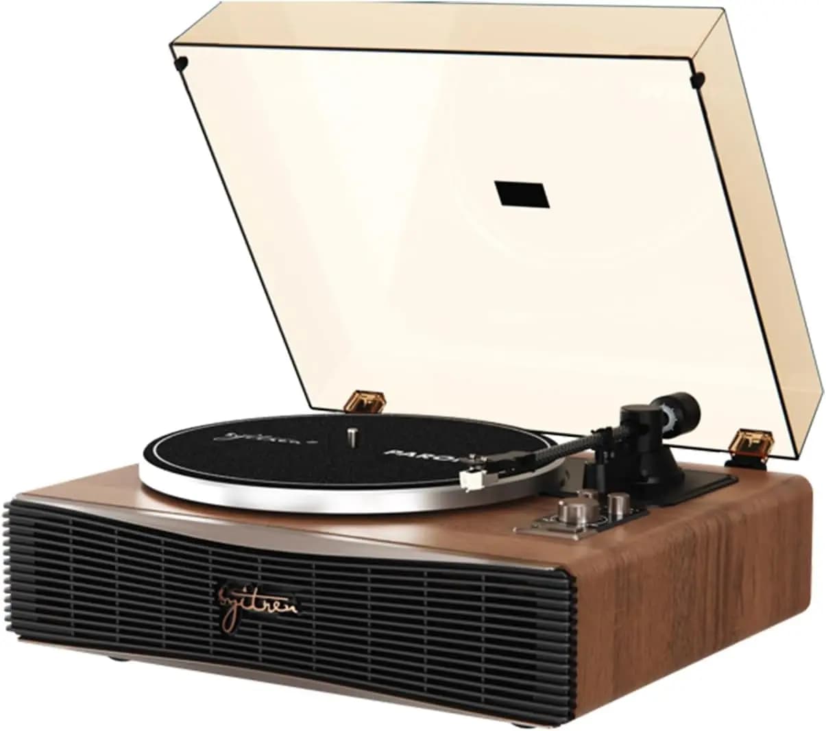 Giradischi Vintage con Bluetooth e Altoparlanti Integrati per Dischi in Vinile, Design in Legno di Noce