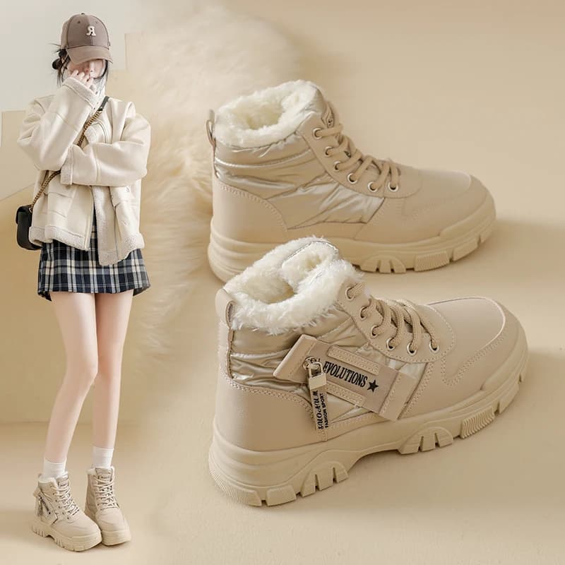 Winter boots lined with fleece, women's sports shoes, hot shoes with thick sole, non-slip and wear resistant, H008