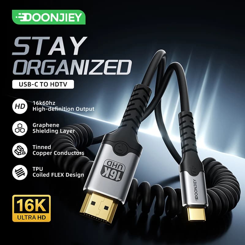 DOONJIEY HDMI 2.2 Cable 16K@60Hz 96Gbps Ultra High Speed HDMI-Compatible Cable 96Gbps Dolby Vision HDCP2.3 for PS5 TV Box Switch