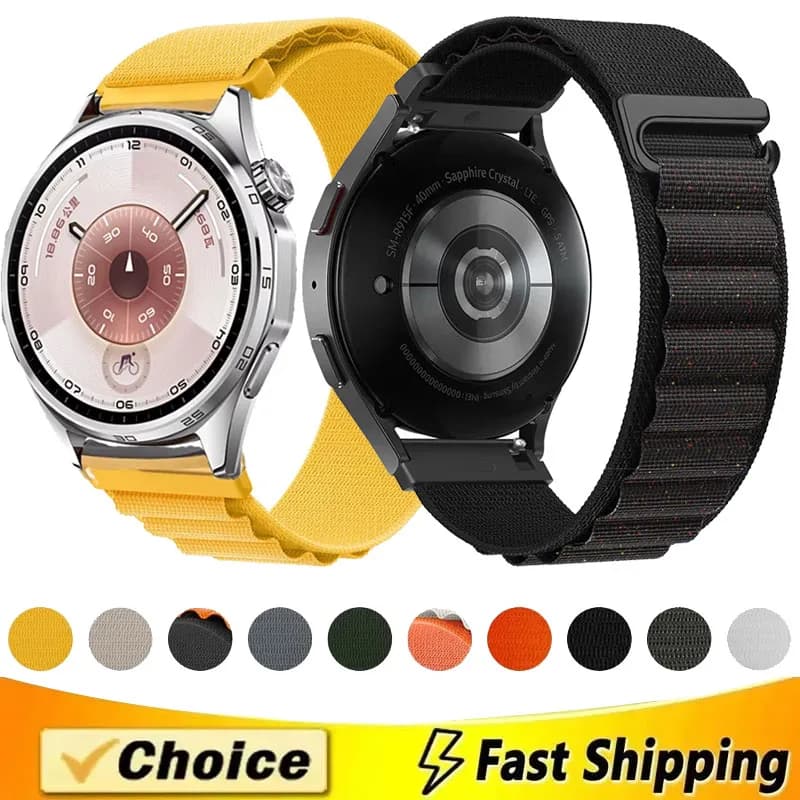 Cinturino sportivo in nylon alpino da 20/22mm per Huawei Watch 5/4 GT6-5-4-3 46mm, cinturino per Amazfit GTR4/Balance 2/Bip 6-5