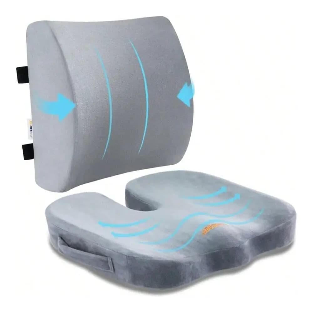 Cuscino per sedile e cuscino di supporto lombare per sedia da ufficio, cuscini per sedile auto in memory foam, cuscini di supporto per la schiena, aiutano a alleviare il dolore