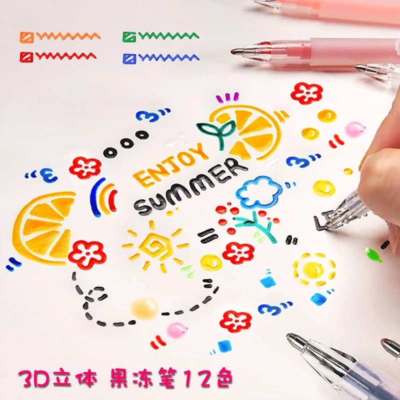 Penna Gel tridimensionale 3D penna Gel colorata studente penna carina penna pittura multicolore fai da te penna per unghie in vetro metallo ceramica Graffiti
