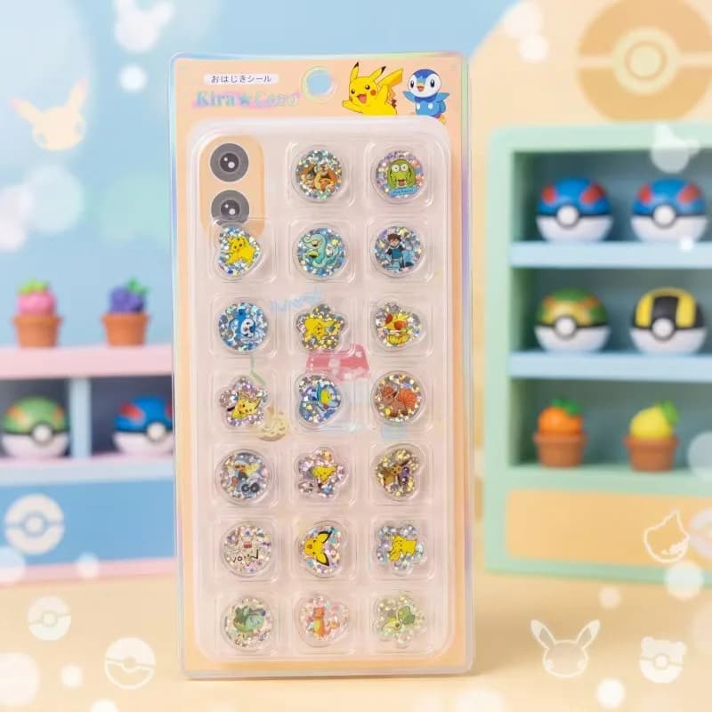 2026 New Pokemon 3D Glitter Crystal Stickers Cute Pikachu Epoxy Resin Stickers for Phone Case Scrapbook DIY Kids Gift
