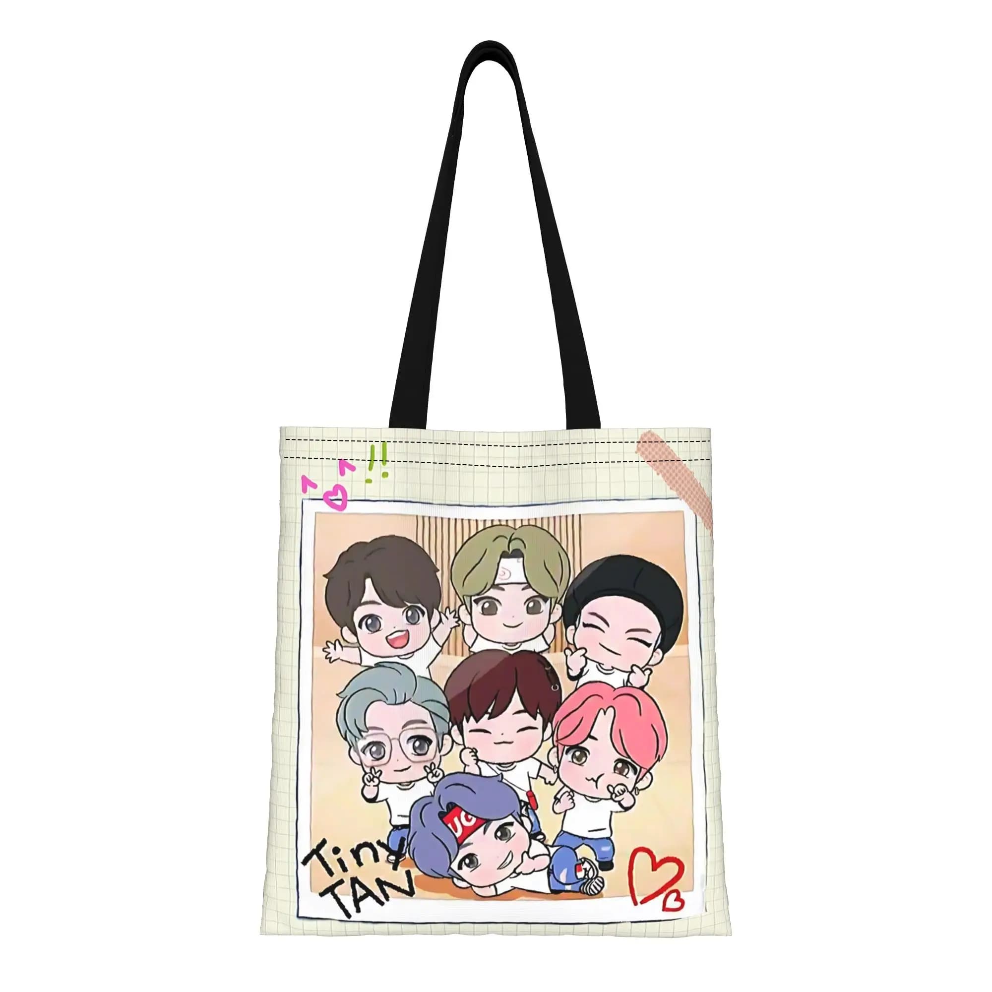 Borsa tote in tela a doppio lato riutilizzabile stile Y2K con cartone animato, borsa a tracolla Funko Pop