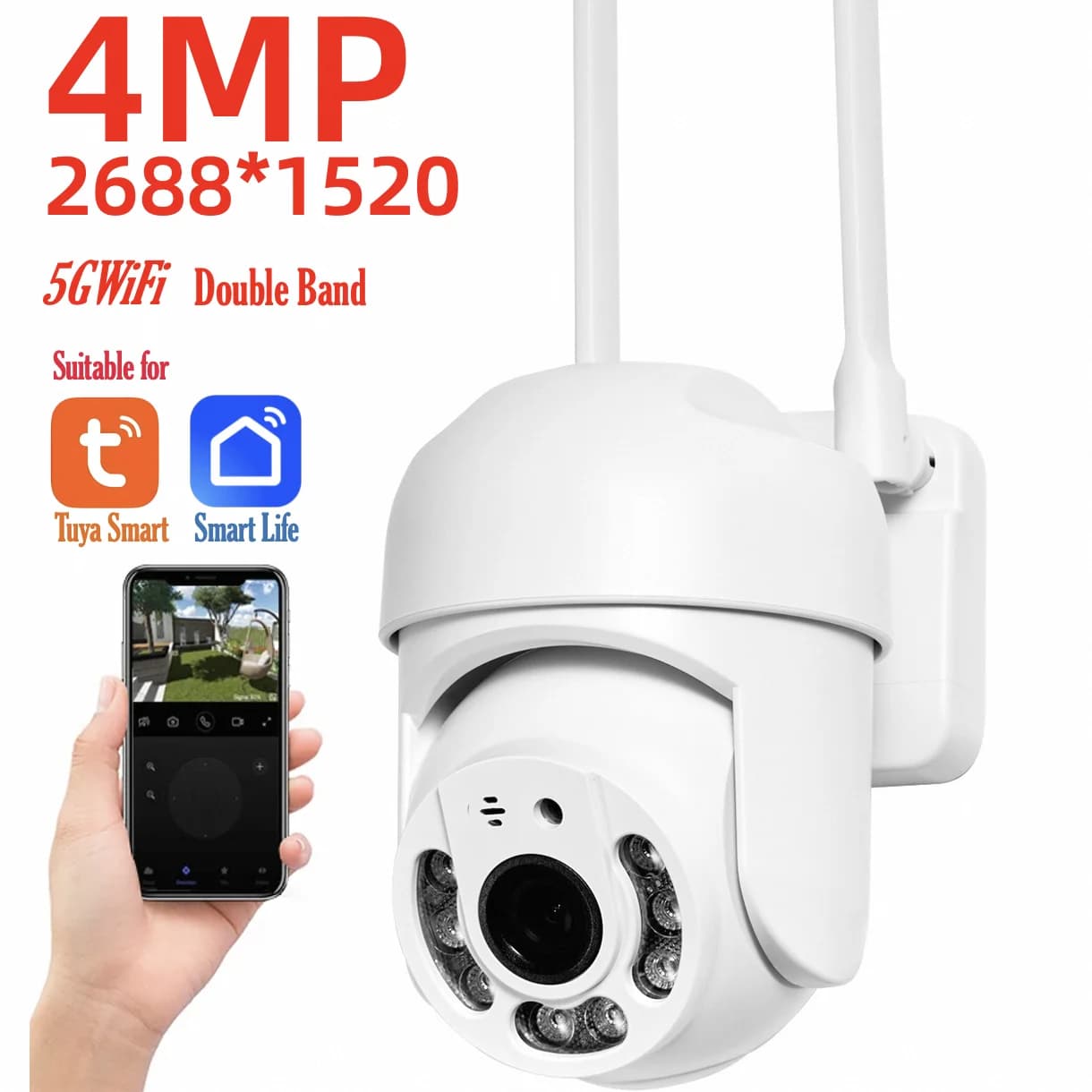 Tuya 4MP PTZ WIFI Telecamera di rete Protezione di sicurezza Esterna IP66 Impermeabile 5G Telecamera dual-band Video sorveglianza domestica