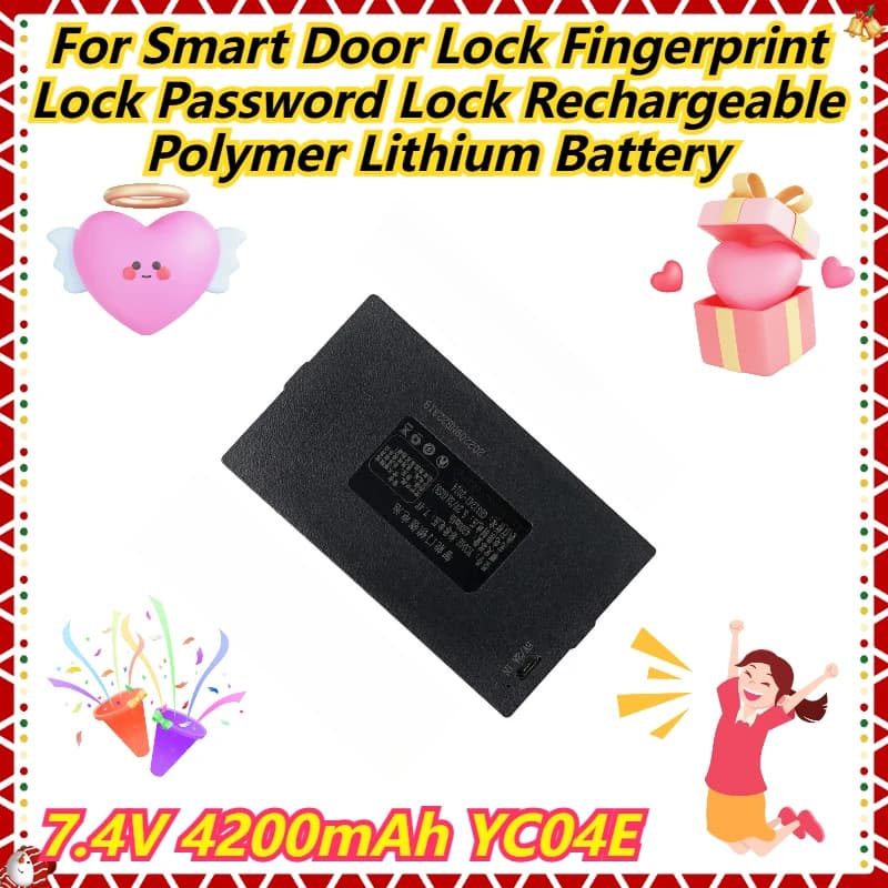 7.4V 4200mAh YC04E Per Smart Door Lock Blocco impronte digitali Blocco password Batteria al litio polimerica ricaricabile
