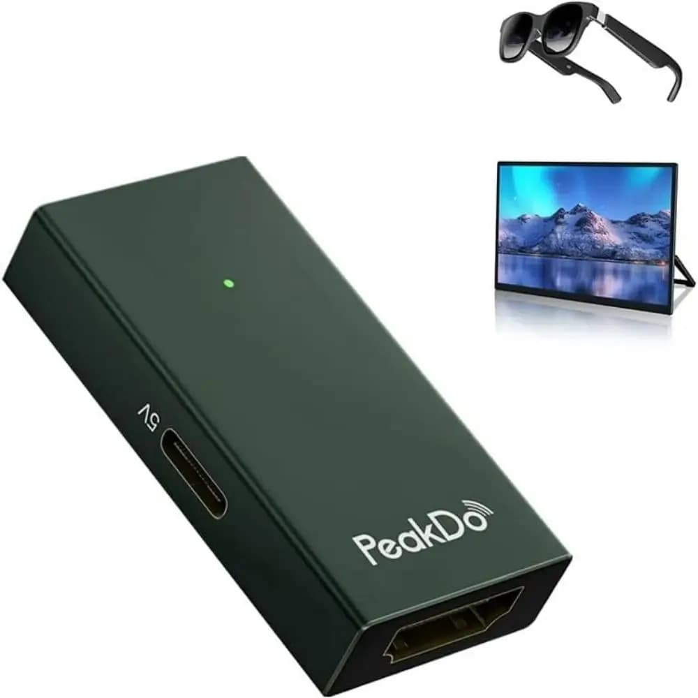 PeakDo Adapter from HDMI to USB C 4K to 60 Hz, HDMI to Type C adapter compatible with XREAL Air, Rokid Max/Air, RayNeo, VITURE One