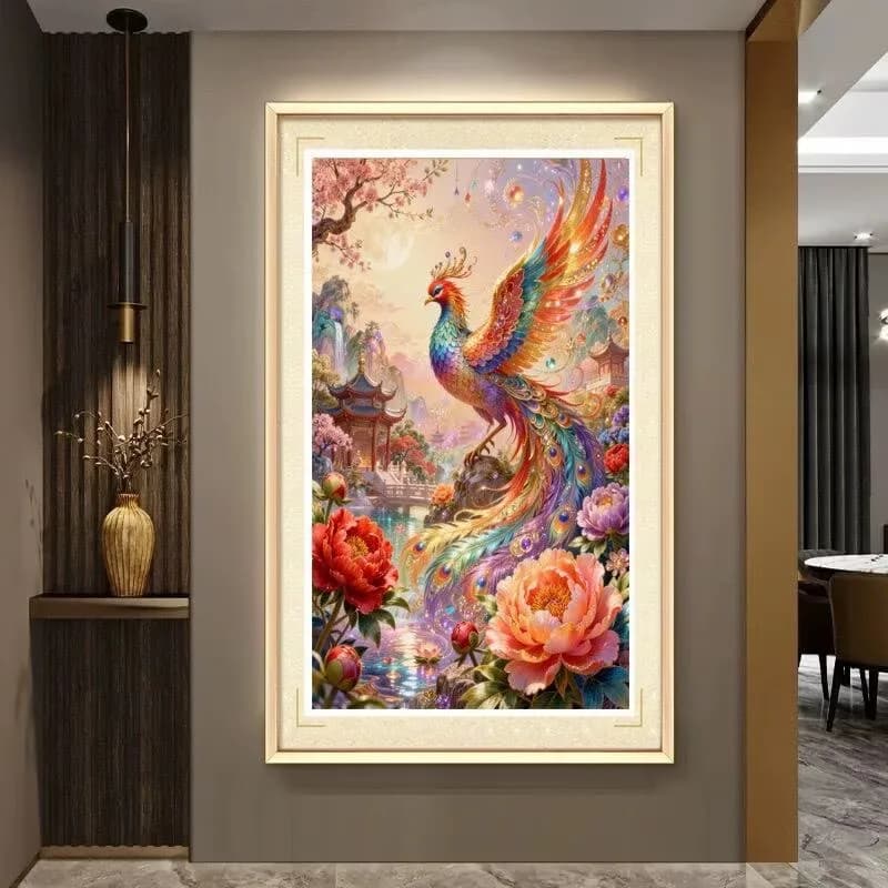 9CT 11CT DIY Cross Stitch Kit phoenix Embroidery Chinese Style Printed Set with Thread Needlework for Home Crafts