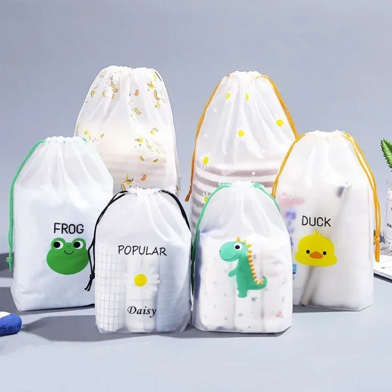 3 pz/set borsa con coulisse carina da viaggio scarpe portatili vestiti biancheria intima asciugamano borsa portaoggetti impermeabile organizzatore cosmetico per la cura della pelle