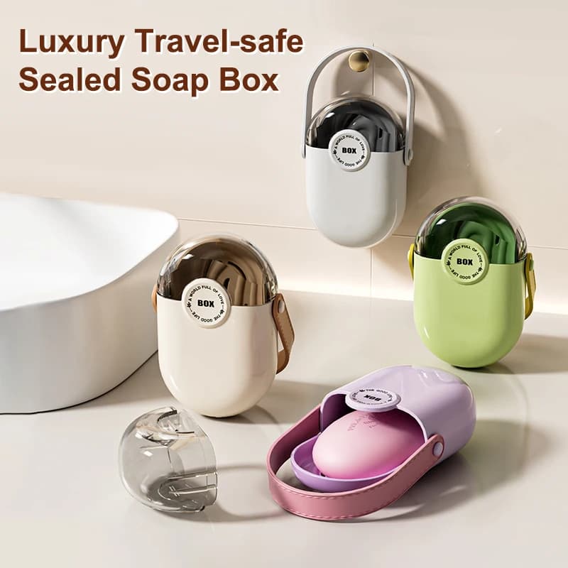 .W' Luxury travel soap box, airtight and portable soap box with lid and draining lid, mini business travel soap box.